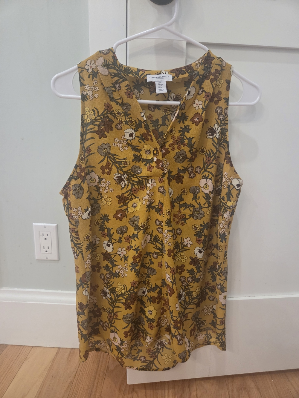 Carolina Belle Mustard Floral Sleeveless V-Neck Camisole